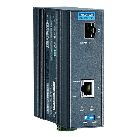 1 Port GbE PoE to SFP Fiber Media Converter